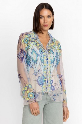  Johnny Was Toppar | Dam MAZZY KNAPPAD BLUS MED RUFFLE Farrowen