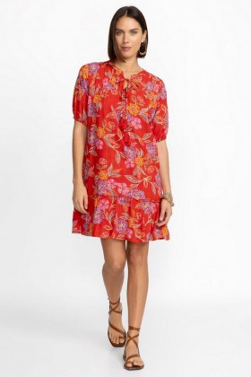  Johnny Was Elbiseler | Kadın WHIMSICAL HIBISCUS PLİSE ELBİSE Whimsical Hibiscus