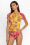  Johnny Was Swim & Resort | Camiseta de surf con cordón ajustable para mujer SUNSHINE AND FLAMINGO Sunshine And Flamingo