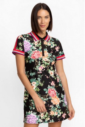  Johnny Was Active | Vestido polo de golf para mujer BEE ACTIVE con estampado de bufanda Le Jardin