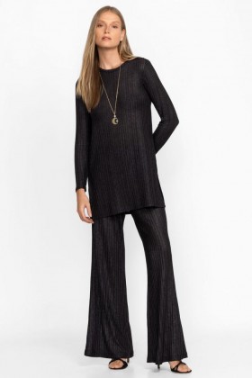  Pantalón Johnny Was | Pantalón Jenna Metallic Easy para mujer, negro