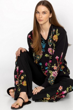  Johnny Was Bottoms | Leggings acampanados Sheri para mujer, color negro