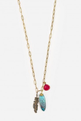  Joyería Johnny Was | Collar con dije de pluma para mujer