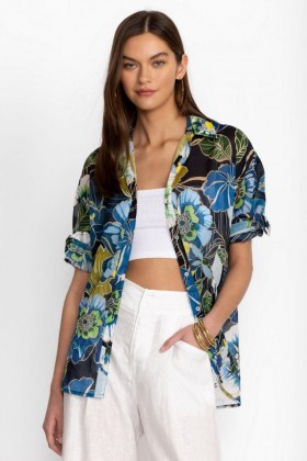  Camiseta Johnny Was Tops | Camisa Jenn con canesú y bajo curvo para mujer