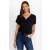  Camiseta Johnny Was Tops | Camiseta de mujer de punto modal con cuello abotonado, color negro