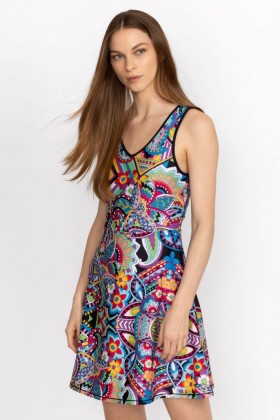  Johnny Was Kjoler | Dame BEE ACTIVE SCOOP RYG FIT AND FLARE TENNISKJOLE Demarne Print