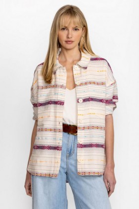  Johnny Was Overtøj | Dame BRIGITTA OVERSIZED SKJORTEJAKKE Aztec Stripe