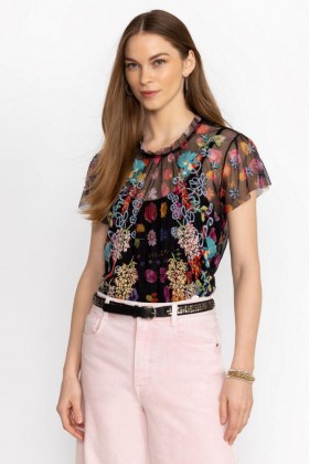  Johnny Was Toppe | Dame RHEIA MESH BLUSE Rhea