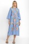  Johnny Was Jurken | Dames CAMELLIA MANDARIN COLLAR DRESS Licht Denim Blauw