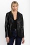  Johnny Was Outerwear | Dames ITALIAANSE LEDEREN KLASSIEKE BLAZER Zwart