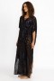  Johnny Was Swim & Resort | Dames maxi kaftanjurk met vetersluiting, zwart