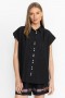  Johnny Was Tops | Dames TUNIEK MET BUTTONDOWN EN SCHOUDER SHIRRING Black Beauty
