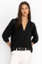  Johnny Was Tops | Dames GAUZE BISHOP SLEEVE BLOUSE Black Beauty