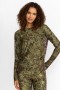  Johnny Was Tops | Dames HIRZ CAMO RUCHED TOP MET LANGE MOUWEN Hirz