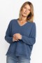  Johnny Was Tops | Dames IZY WHIPSTITCH FRINGE PULLOVER Indigo