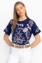  Johnny Was Tops | Dames RAW DETAIL SWING TEE Marineblauw