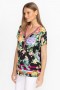  Johnny Was Tops | Dames DE JANIE FAVORIETE KNOPENHALS T-SHIRT Le Jardin Sjaal Print