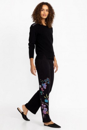  Johnny Was Bottoms | Dames SHILO COZY WIDE LEG PANT Zwart
