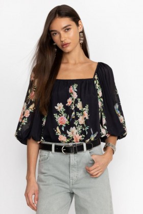  Johnny Was Tops | Dames BYRDIE VISCOSE BLOUSE Zwart