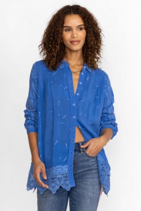  Johnny Was Tops | Dames DENI SANA TUNIC Blue Gem
