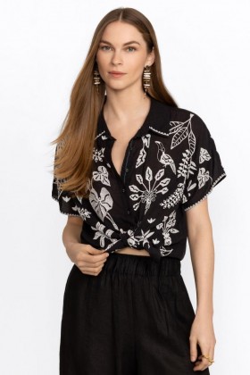  Johnny Was Tops | Dames LUCIANA DOLMAN SHIRT Zwart