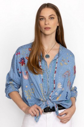  Johnny Was Tops | Dames OANNA BLOUSE Blissful Blue