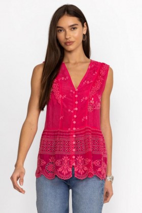  Johnny Was Tops | Dames RODEO ANITTA BLOUSE Ultra Roze