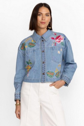  Johnny Was Outerwear | Naisten JEANETTE CROPPED DENIM TAKKI Denim Blue