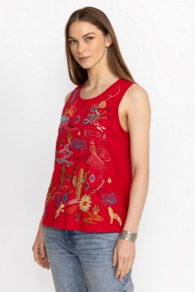 Johnny Was Topit | Naisten ARIZONA KNIT TANK -toppi, punainen