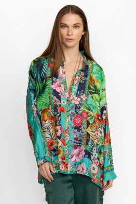  Johnny Was Topit | Naisten TIGRES ET FLEURS SELINE BUTTON DOWN Tigres