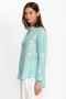  Johnny Was Tops | Chemise oversize à double boutonnage pour femme, style botanique, bleu marine