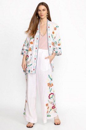  Johnny Was Bottoms | Pantalon large en lin blanc AVERI pour femme