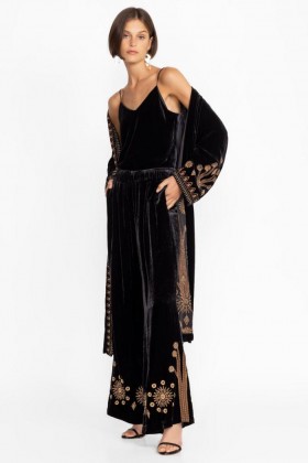  Johnny Was Bottoms | Pantalon large en velours Heidi pour femme, noir