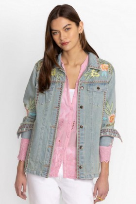 Vêtements d'extérieur Johnny Was | Veste en jean oversize Camellia pour femme, bleu denim clair