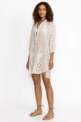  Johnny Was Swim & Resort | Chemise boutonnée pour femme, blanc optique