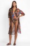  Johnny Was Swim & Resort | Damen-Hemdkleid mit Leopardenmuster, lang, mehrfarbig