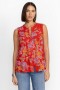  Johnny Was Tops | Damen-Tanktop mit Mandarinenkragen, verspielter Hibiskus