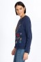  Johnny Was Tops | Damen Texas Raglan Sweatshirt Marineblau