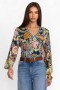  Johnny Was Tops | Damen DAS JANIE FAVORITEN V-AUSSCHNITT-KIMONO-ÄRMEL-T-SHIRT Wildbird