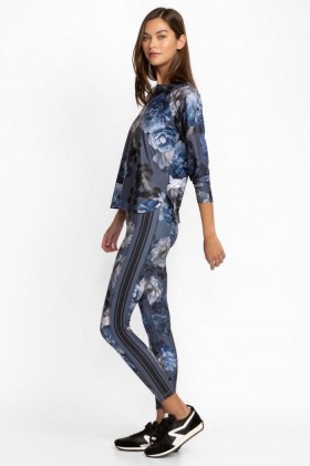  Johnny Was Active | Damen-Leggings mit hohem Bund und formender Wirkung, graue Pfingstrose