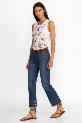  Johnny Was Bottoms | Damen DIE CROPPED BABY BOOT JEANS – AVERY Medium Worn Wash