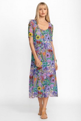  Johnny Was Kleider | Damen DAPHNE MESH MIDI-KLEID Daphne Lila