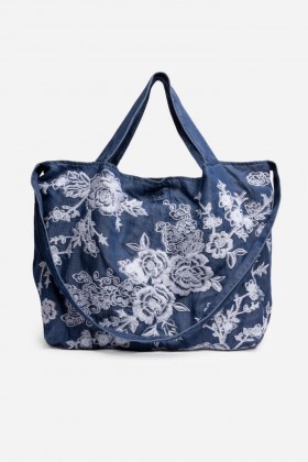  Johnny Was Handtaschen | Damen ALICENT DENIM-TRAGETASCHE Denimblau