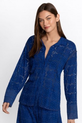  Johnny Was Tops | Damen MARINA JOY RAYON SHIRT Sailor Blue