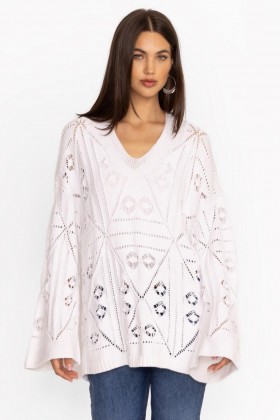  Johnny Was Tops | Damen BAJA PULLOVER Weiß